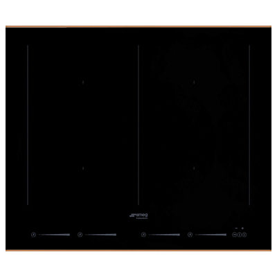 Smeg SIM662WLDR Dolce Stil Novo Induction Hob, Black/Copper